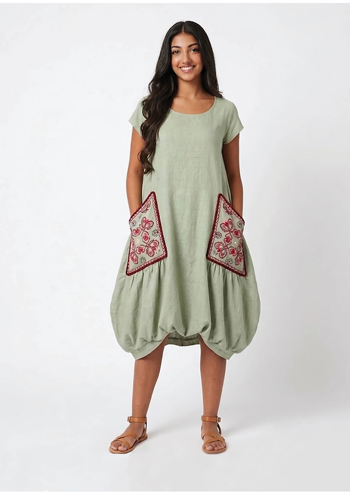Slash Pocket Asymmetric Dress